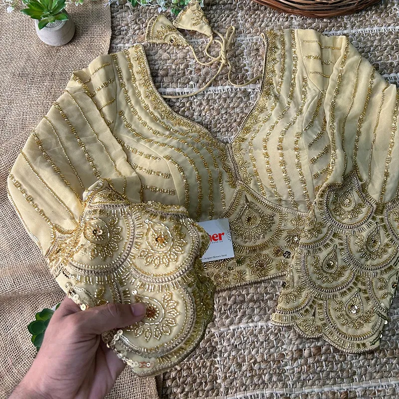 Chiku Color Beaded Heavy Work Full Sleeve Readymade Designer Blouse