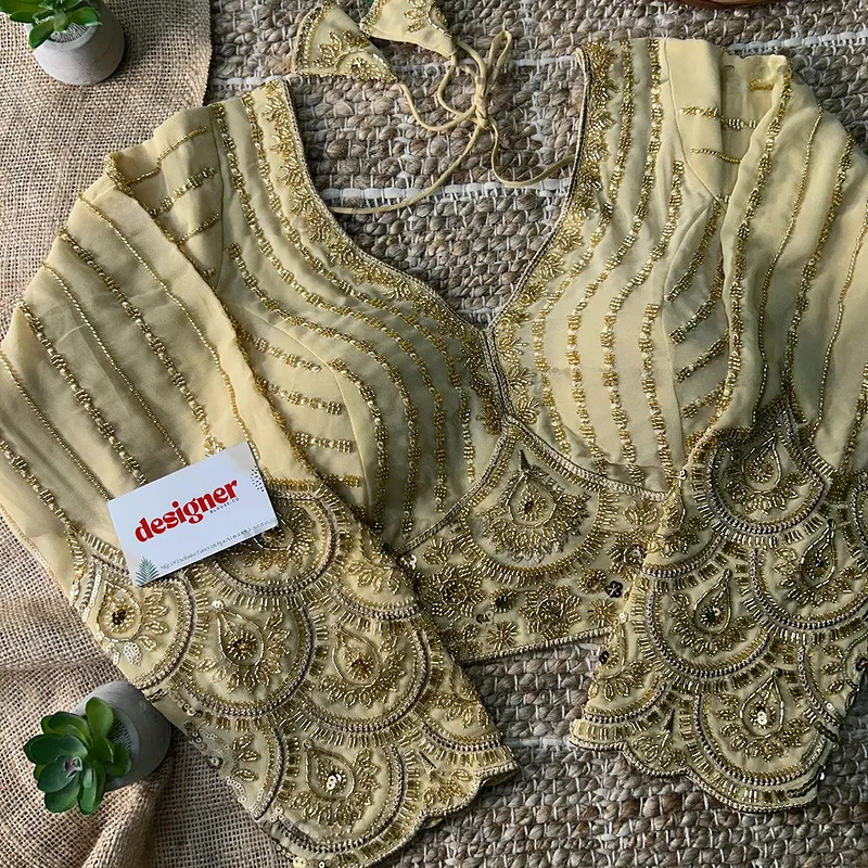 Chiku Color Beaded Heavy Work Full Sleeve Readymade Designer Blouse