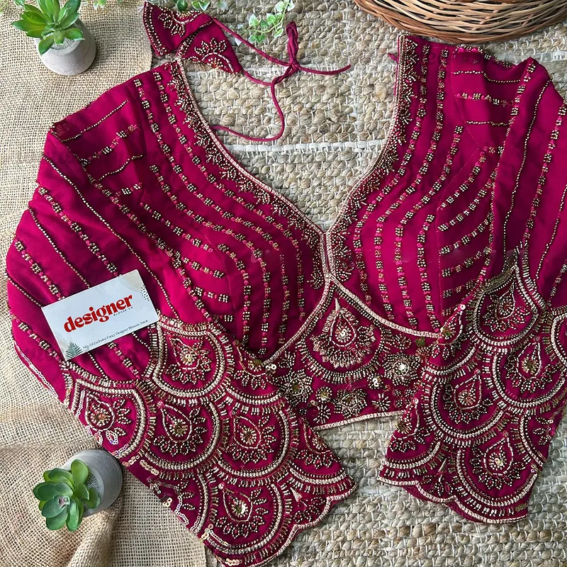 Rani Color Beaded Heavy Work Full Sleeve Readymade Designer Blouse