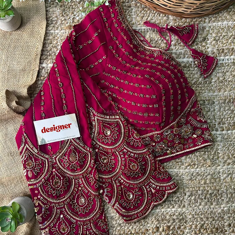 Rani Color Beaded Heavy Work Full Sleeve Readymade Designer Blouse