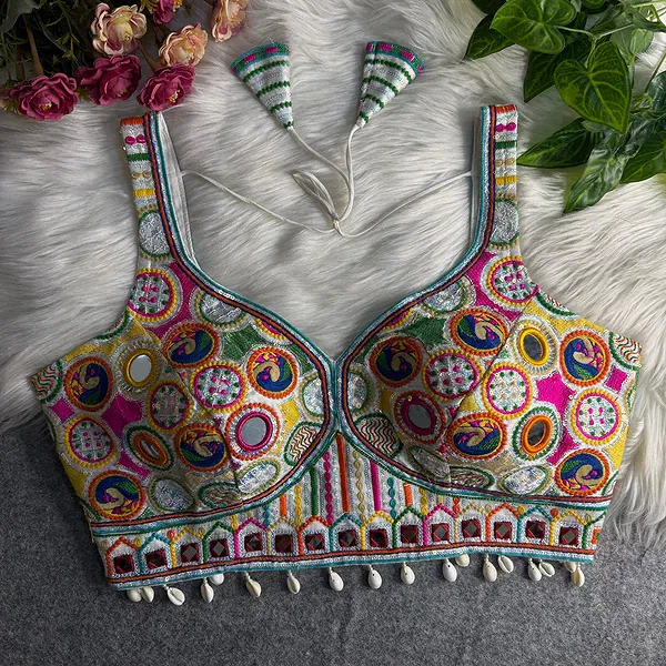 White Color Navratri Special Readymade Blouse for Garba Nights 