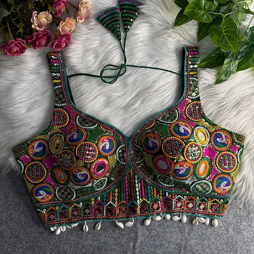 Bottle Green Color Navratri Special Readymade Blouse for Garba Nights 