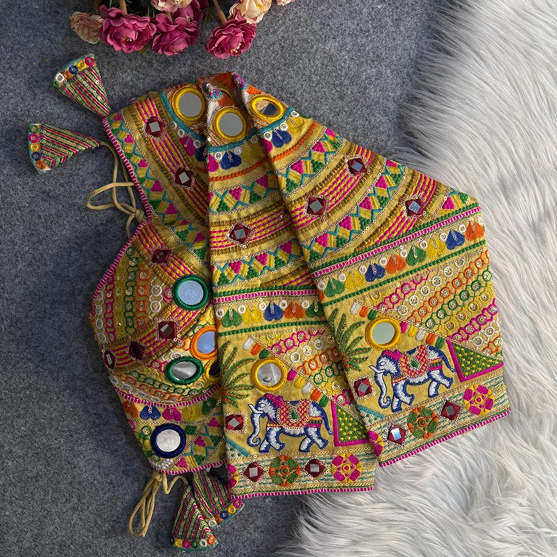 Golden Color Full Sleeves Navratri Blouse