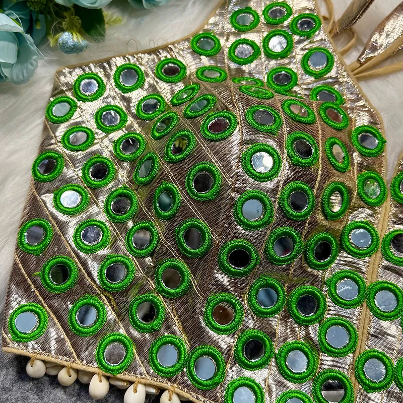 Green Color Navratri Special Readymade Mirror Work Blouse