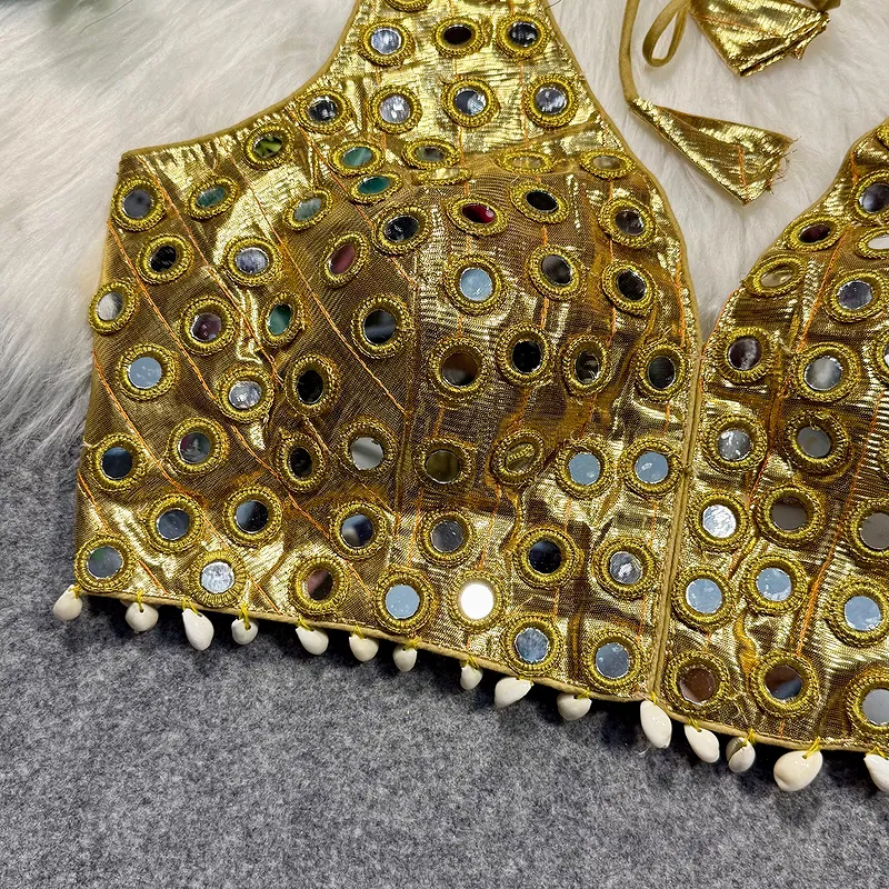 Yellow Color Navratri Special Readymade Mirror Work Blouse