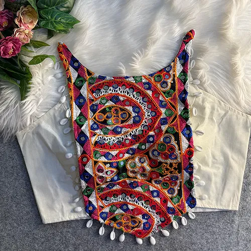 White Color Heavy Embroidered Readymade Blouse for Navratri