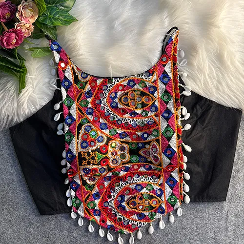 Black Color Heavy Embroidered Readymade Blouse for Navratri