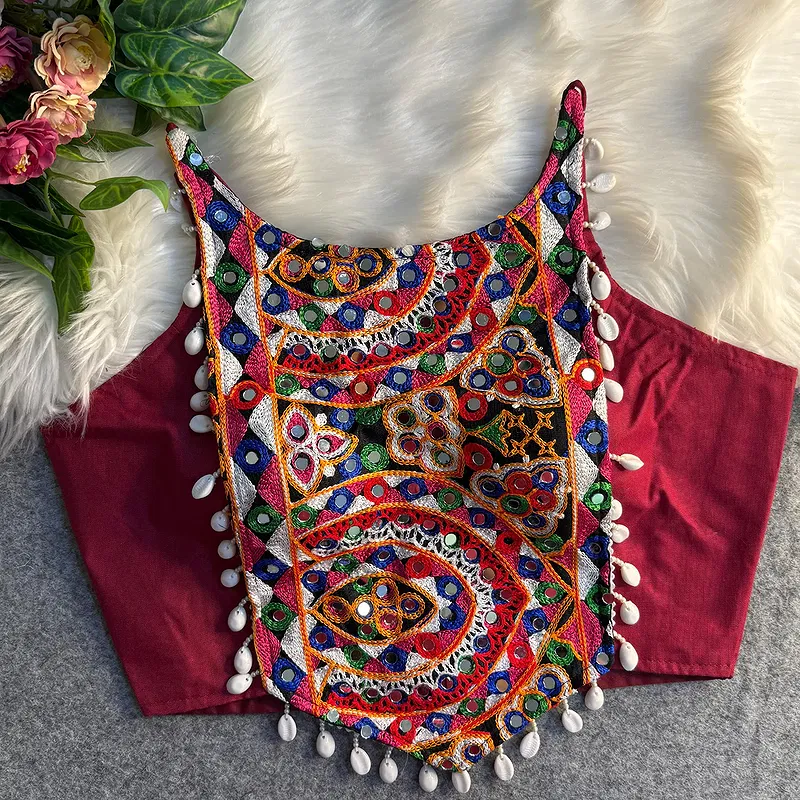 Maroon Color Heavy Embroidered Readymade Blouse for Navratri