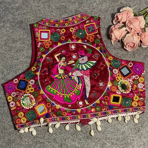 Maroon Color Navratri Special Readymade Halter Neck Blouse In Italian Silk