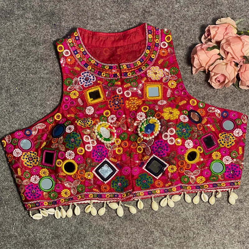 Red Color Navratri Special Readymade Halter Neck Blouse In Italian Silk