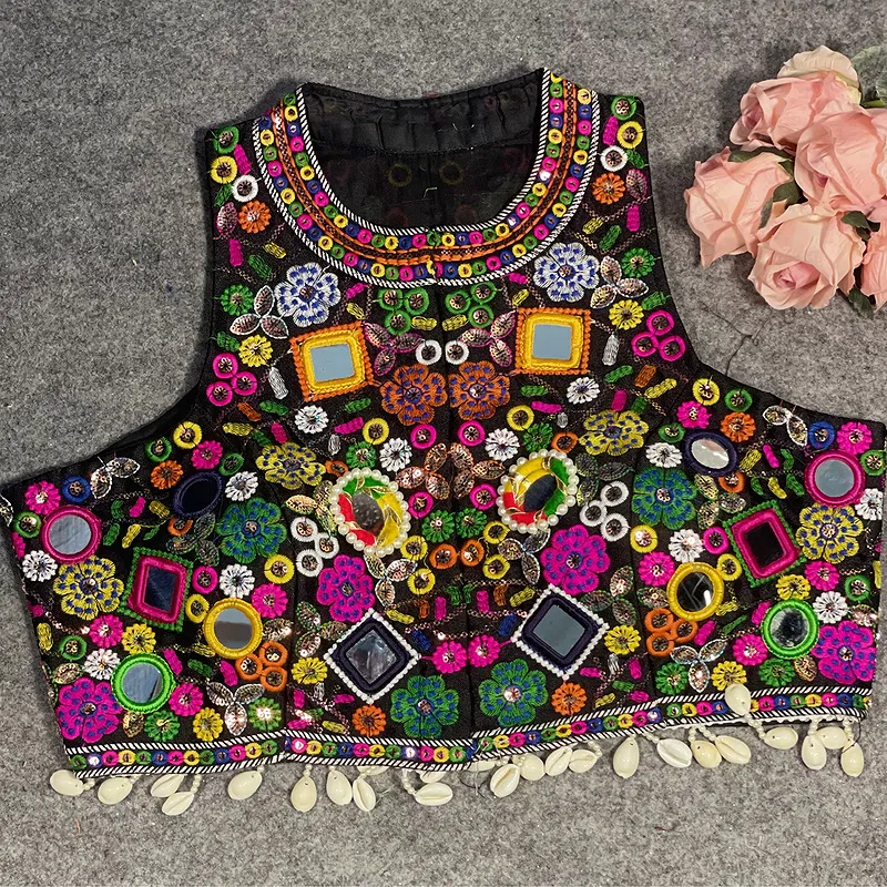 Black Color Navratri Special Readymade Halter Neck Blouse In Italian Silk