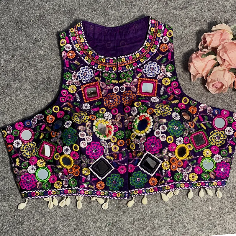 Purple Color Navratri Special Readymade Halter Neck Blouse In Italian Silk