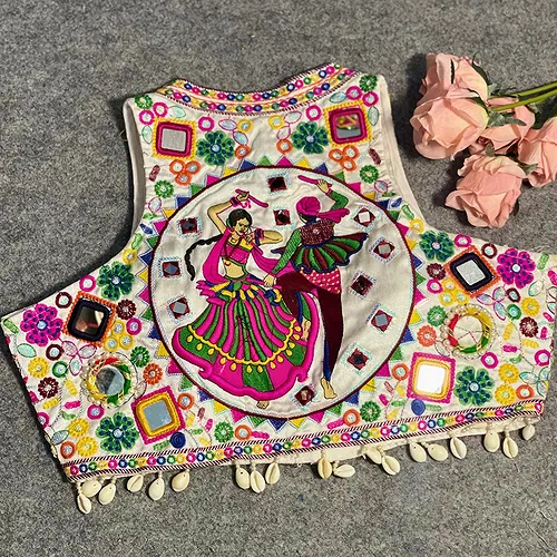 White Color Navratri Special Readymade Halter Neck Blouse In Italian Silk