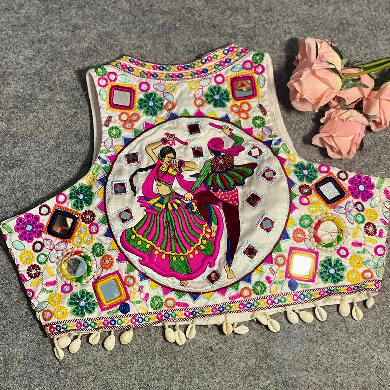 White Color Navratri Special Readymade Halter Neck Blouse In Italian Silk