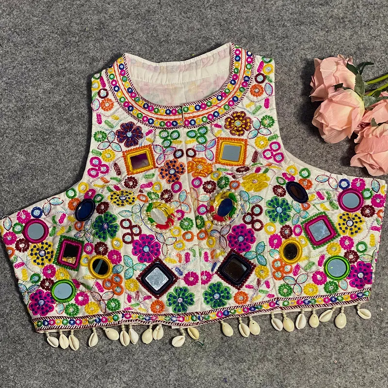 White Color Navratri Special Readymade Halter Neck Blouse In Italian Silk