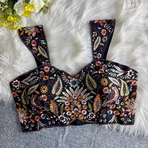 Black Color Readymade Georgette Sleeveless Blouse For Navratri