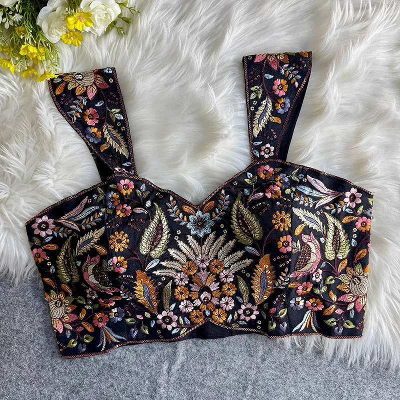 Black Color Readymade Georgette Sleeveless Blouse For Navratri