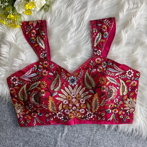 Rani Color Readymade Georgette Sleeveless Blouse For Navratri