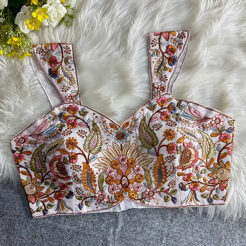 White Color Readymade Georgette Sleeveless Blouse For Navratri