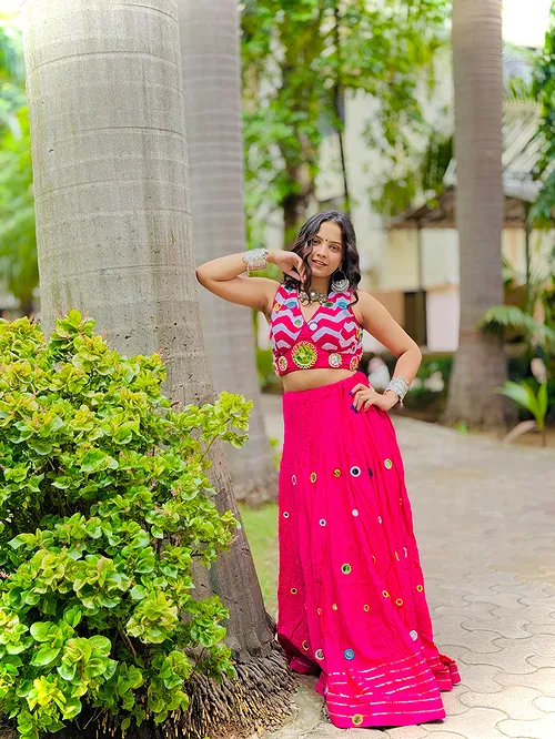 Rani Color Multi Work Heavy Lace Readymade Chaniya for Navratri 