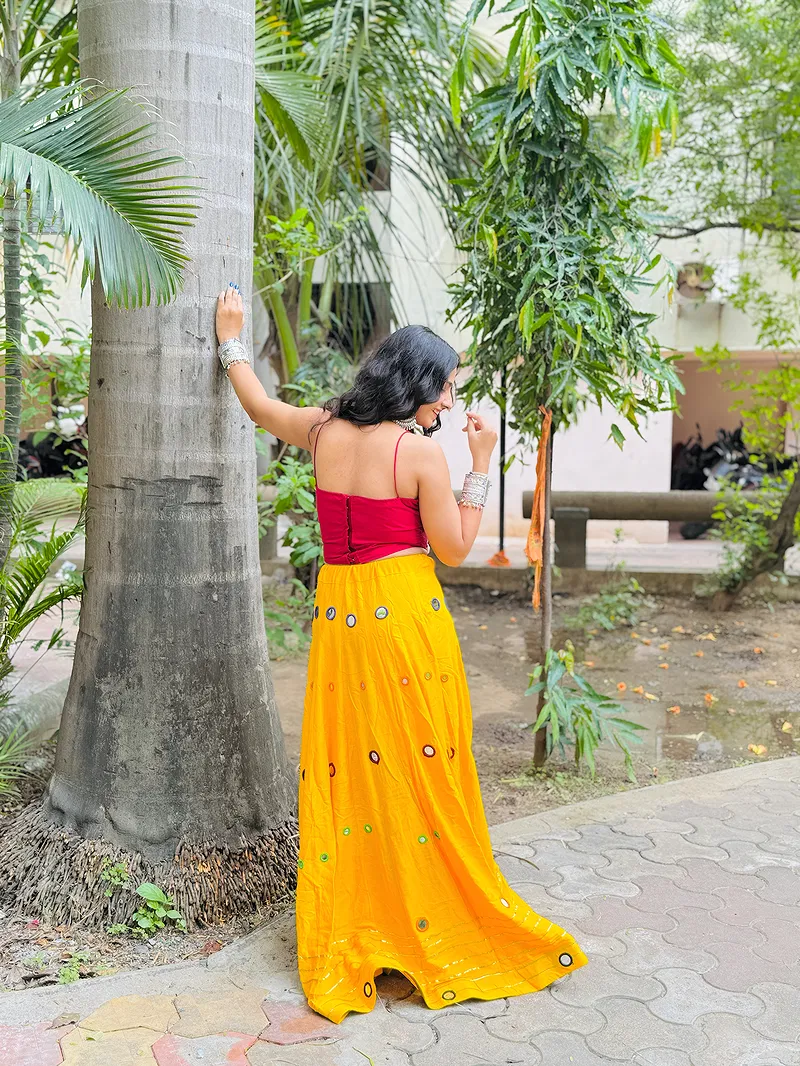 Yellow Color Multi Work Heavy Lace Readymade Chaniya for Navratri 