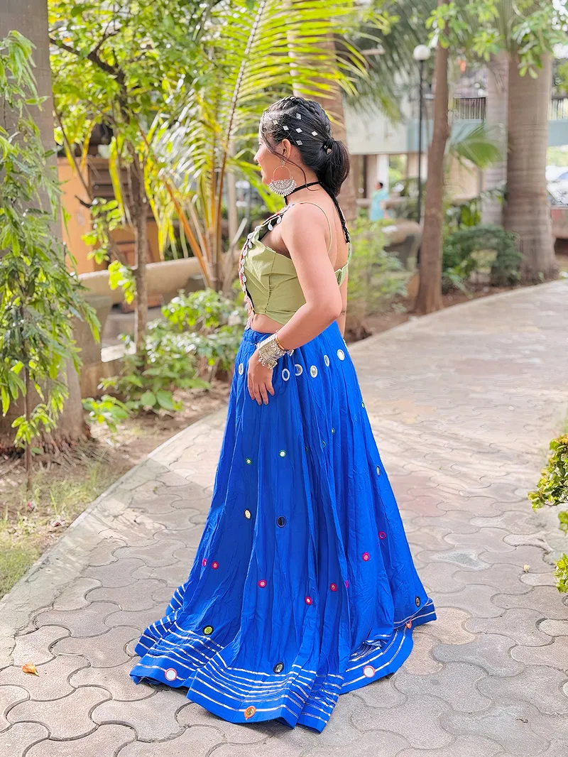 Blue Color Multi Work Heavy Lace Readymade Chaniya for Navratri 