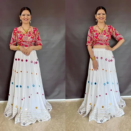 Position Print Chaniya Choli with Heavy Mirror Work for Navratri