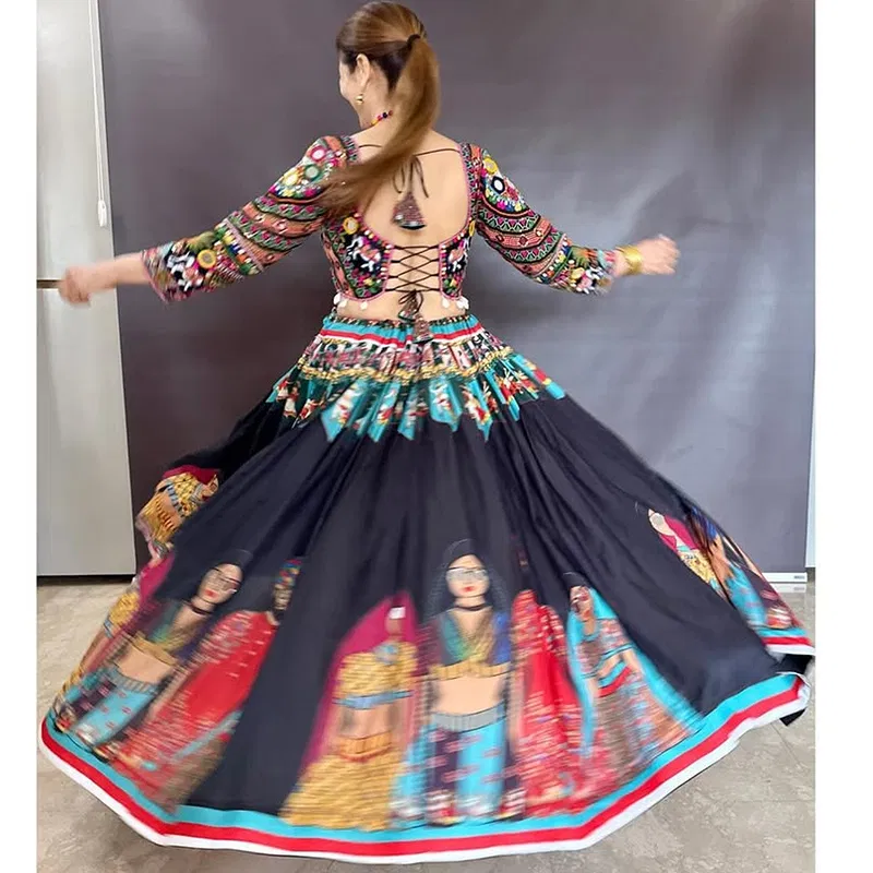 Digital Print Chaniya Choli with Heavy Embroidery Mirror Work for Navratri