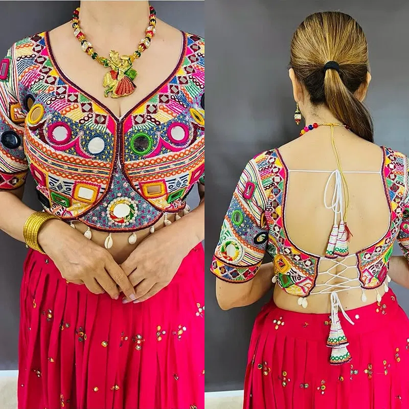 Heavy Embroidery Mirror Work Chaniya Choli Set for Navratri