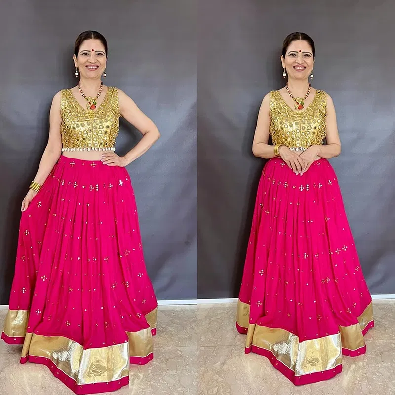 Heavy Mirror Work Choli with Heavy Lace Chaniya for Navratri