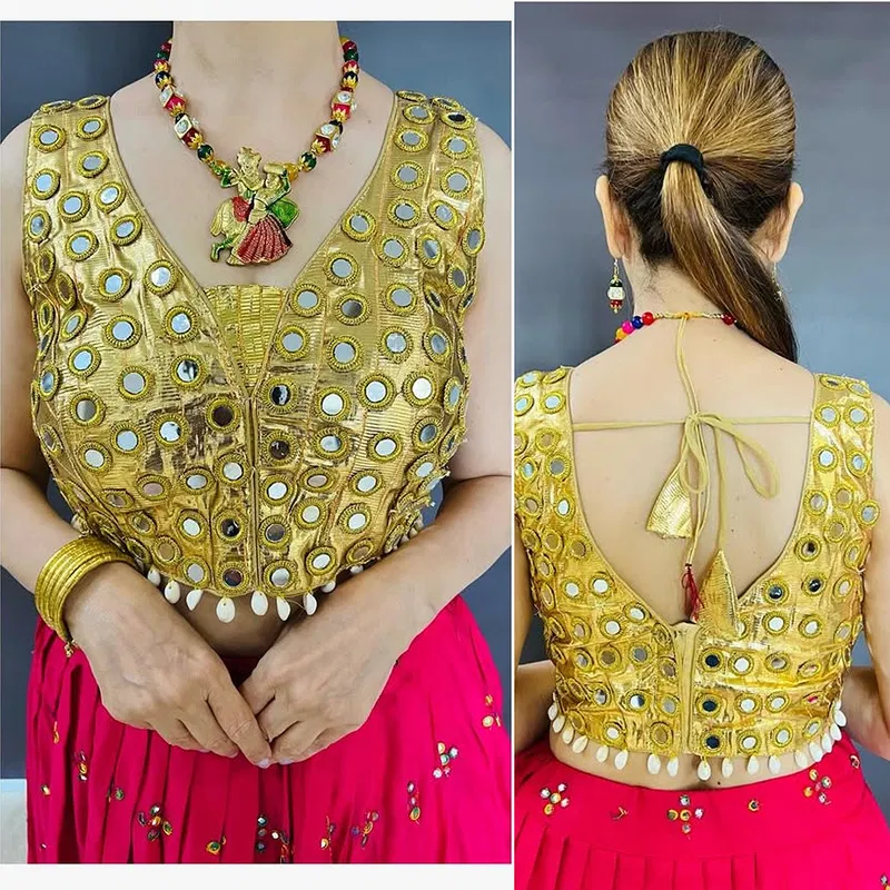 Heavy Mirror Work Choli with Heavy Lace Chaniya for Navratri