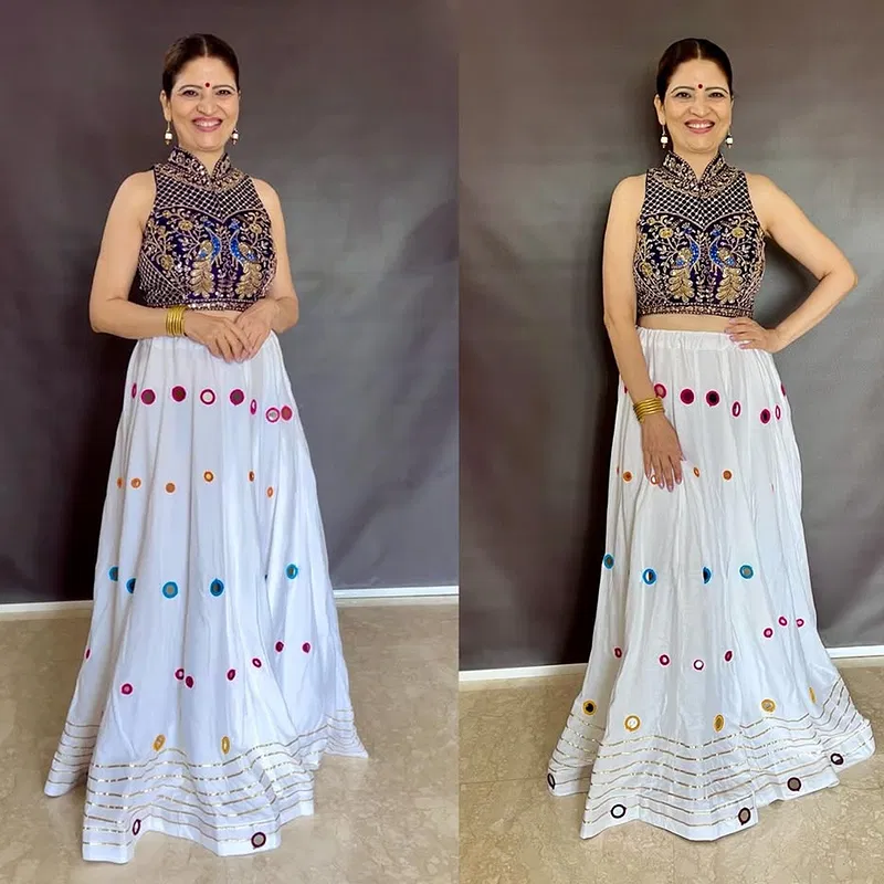 Heavy Beads Work And Mirror Work Chaniya Choli Set For Navratri 