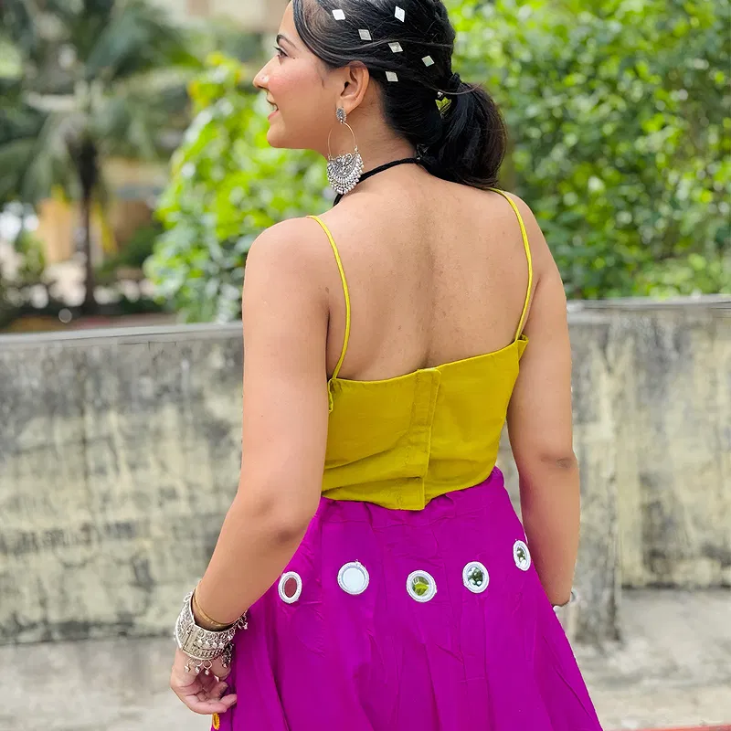 Stylish Mirror Work and Kodi Work Chaniya Choli Set