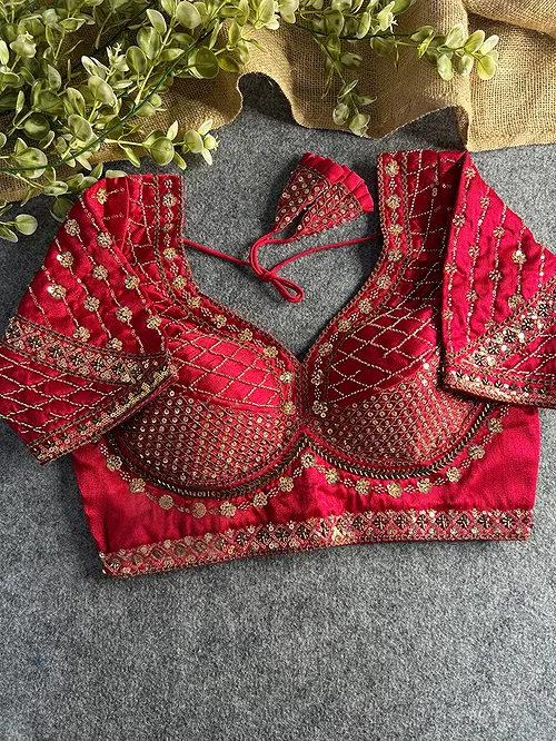 Rani Color Handwork & Sequence Italian Silk Bridal Blouse