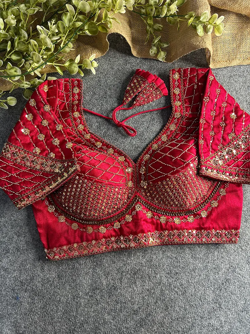 Rani Color Handwork & Sequence Italian Silk Bridal Blouse