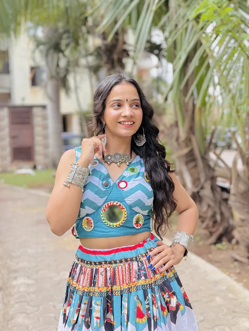 Navratri Special Digital Print And Mirror Work Chaniya Choli