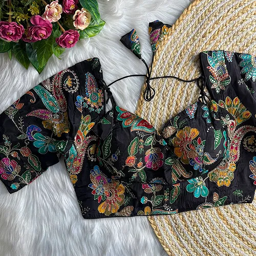 Black Color Navratri Style Readymade Blouse