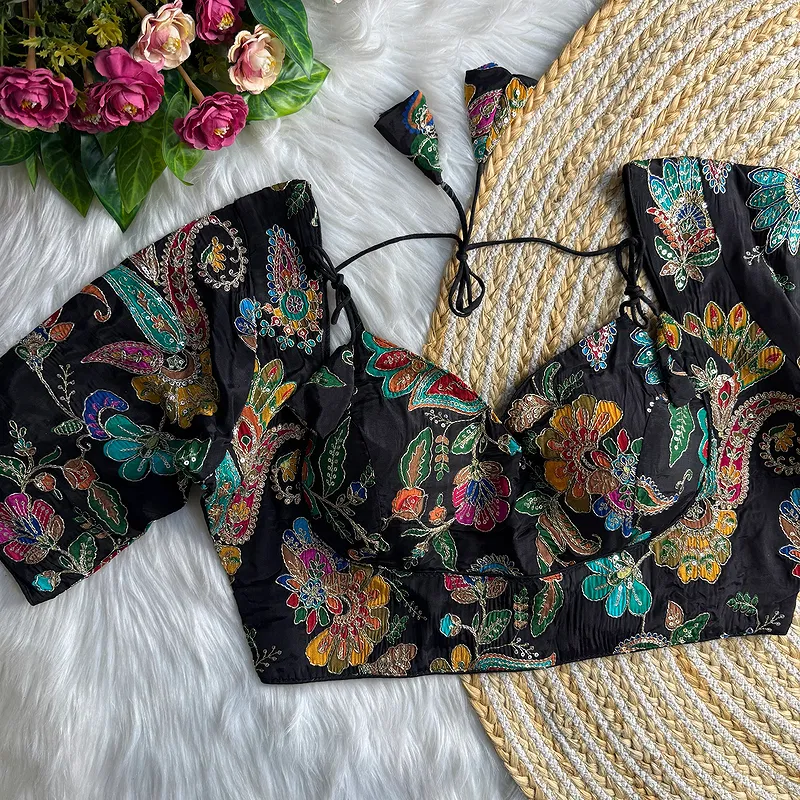 Black Color Navratri Style Readymade Blouse