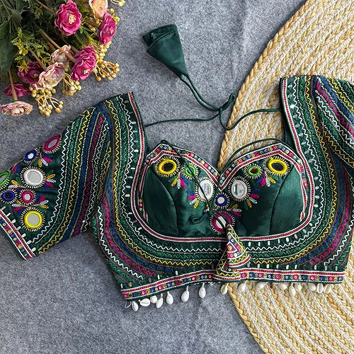 Green Color Navratri Special Readymade Blouse