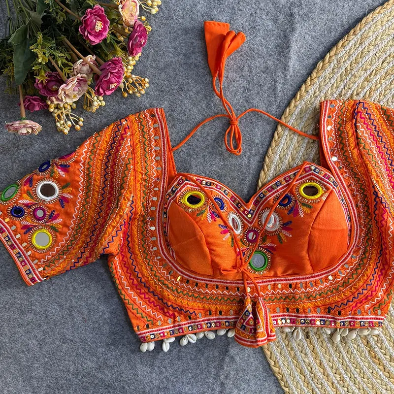 Orange Color Navratri Special Readymade Blouse