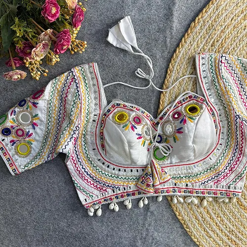 White Color Navratri Special Readymade Blouse