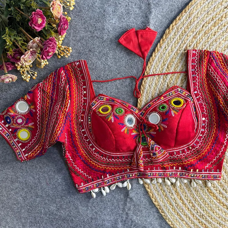 Red Color Navratri Special Readymade Blouse