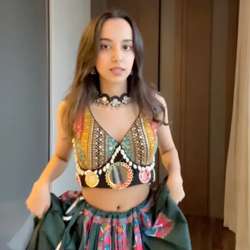 Black Navratri Special Heavy Mirror Work Readymade Blouse