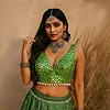Green Color Navratri Special Readymade Mirror Work Blouse