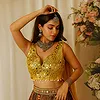 Yellow Color Navratri Special Readymade Mirror Work Blouse