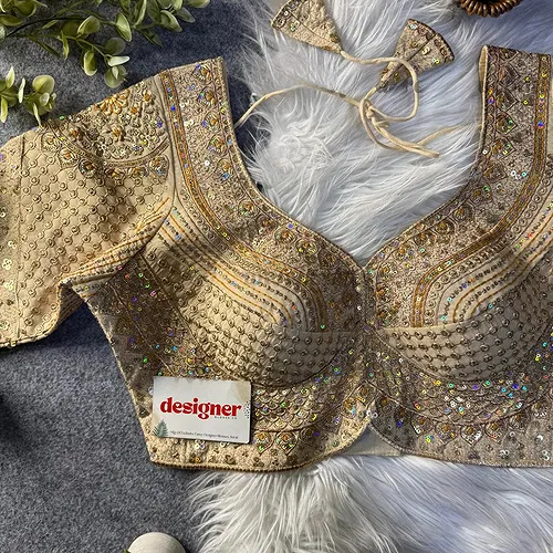 Sabyasachi inspired Chiku Bridal Hand Work Georgette Blouse 