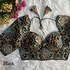 Black Kolkatta Style Position Print WIth Codding Work Partywear Blouse