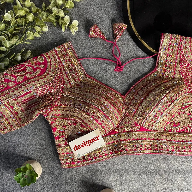 Rani Bridal Italian Silk Embroidered Designer Readymade Blouse