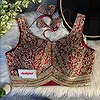 Maroon Italian Silk Heavy Coding Hand Work Sleeveless Designer Blouse
