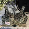 Bottle Green Italian Silk Heavy Coding Hand Work Sleeveless Designer Blouse